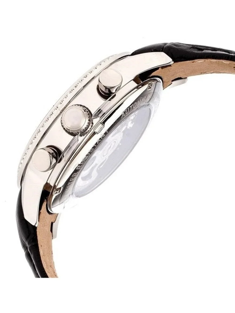 NWT Empress Beatrice Black Skeleton Dial Black Leather Strap Ladies Watch